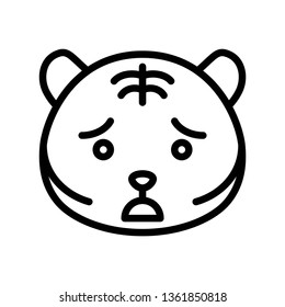 Cute Tiger emoticon, line design vector illustration