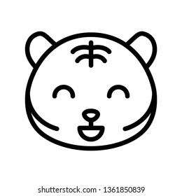 Cute Tiger emoticon, line design vector illustration