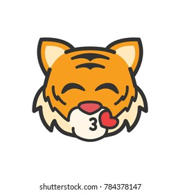 Cute tiger emoticon, love expression
