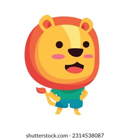 Cute tiger emoticon with orange skin, vector illustration 