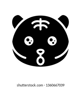 Cute Tiger emoticon, solid design vector illustration