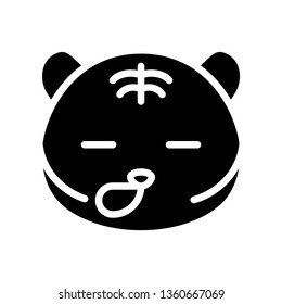 Cute Tiger emoticon, solid design vector illustration