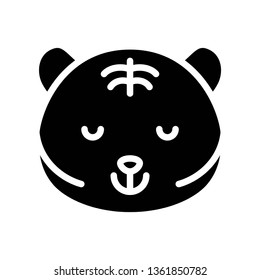 Cute Tiger emoticon, solid design vector illustration