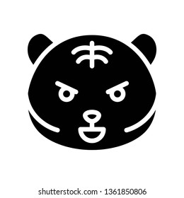 Cute Tiger emoticon, solid design vector illustration