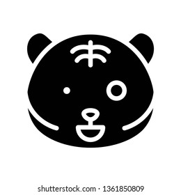 Cute Tiger emoticon, solid design vector illustration