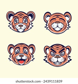 cute tiger emoticons vector art