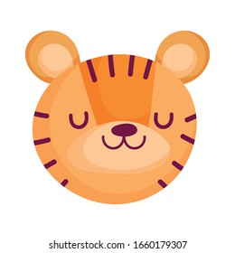 cute tiger face animal cartoon character vector illustration