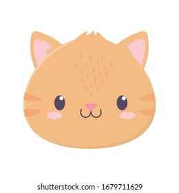 cute tiger face animal cartoon isolated icon vector illustration