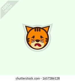 Cute tiger face emoticon emoji expression Illustration. Scalable and editable vector.	