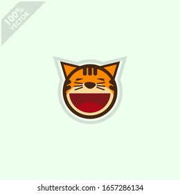 Cute tiger face emoticon emoji expression Illustration. Scalable and editable vector.	