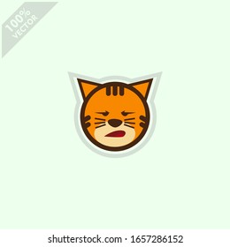 Cute tiger face emoticon emoji expression Illustration. Scalable and editable vector.	