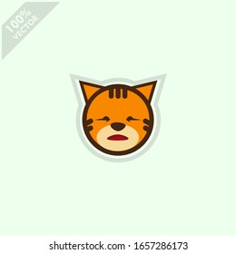 Cute tiger face emoticon emoji expression Illustration. Scalable and editable vector.	