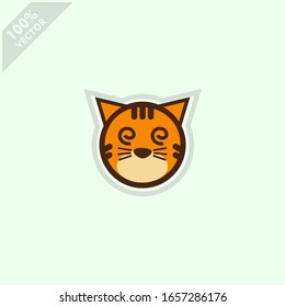 Cute tiger face emoticon emoji expression Illustration. Scalable and editable vector.	