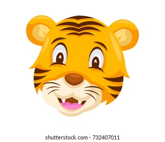 Cute Tiger Face Emoticon Emoji Expression Illustration - Smile