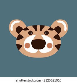 Cute tiger face head. Vector illustration