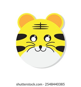 Ilustración linda de la cara del tigre, diseño animal adorable