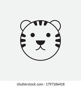 cute tiger face illustration vector icon