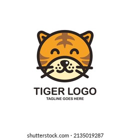 Cute tiger face logo design