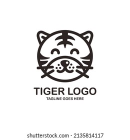 Cute tiger face logo design