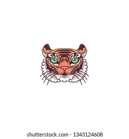 cute tiger face mascot vector on a white background