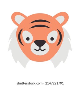 cute tiger face on white background