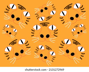 Cute tiger face. This pattern draws a lot of tiger faces.