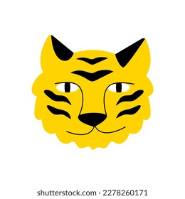 Cara de tigre. Ilustración vectorial del gato animal salvaje sobre fondo aislado. 