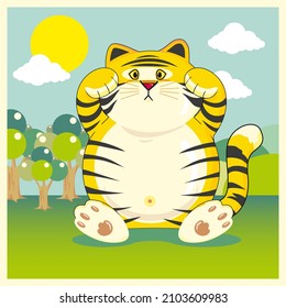 Cute Tiger, Cute Fat Tiger Sitting Cartoon Vector Icon Illustration. Animal Nature Icon Concept Flat Cartoon Style
Happy Chinese new year, Animal holidays cartoon character
