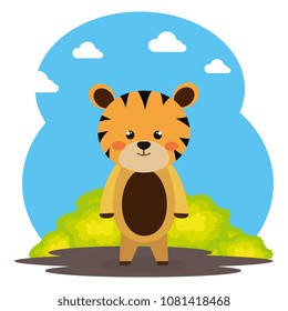 cute tiger in the field character