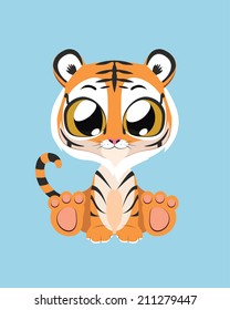 Cute Tiger flat illustration art