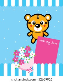 cute tiger flower tag