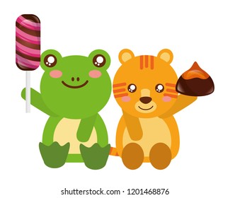 cute tiger and frog sweet candy chocolate