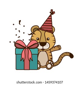 cute tiger with gift box