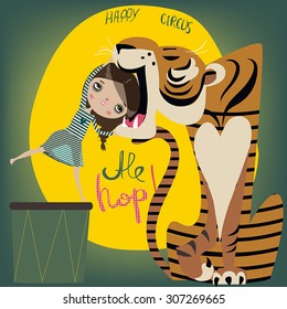 cute tiger with girl