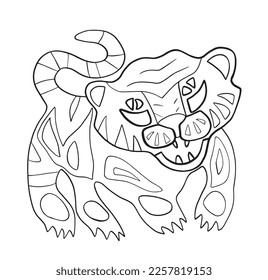 
Cute tiger with graphic doodle elements, great idea for interior design. Vector graphics