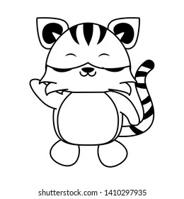 Cute tiger greeting animal cartoon vector illustration graphic design