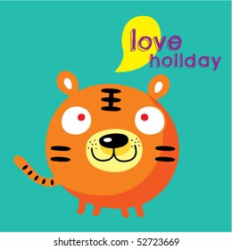 cute tiger greeting tag