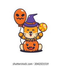 cute tiger happiness in halloween day