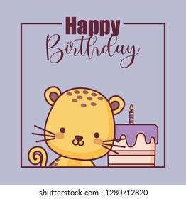 cute tiger happy birthday card