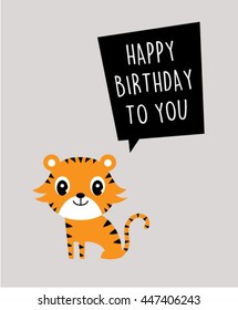 cute tiger happy birthday greeting card