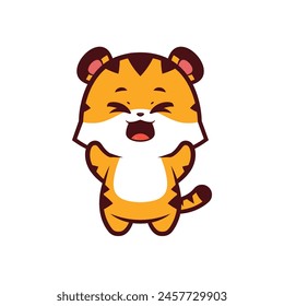 Cute tiger with happy Expression, logo design