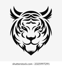 Cute tiger head, face logo. Vector logo template