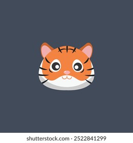 cute tiger head in flat vector design.