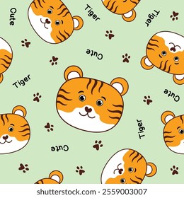 cute tiger head seamless pattern