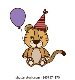 cute tiger with helium balloon