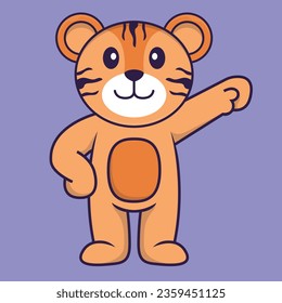 Cute tiger hero. Animal cartoon concept isolated. Can used for t-shirt, greeting card, invitation card or mascot