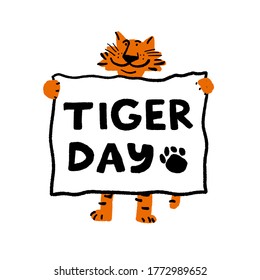 Cute Tiger holding sign and messaging