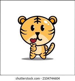 cute tiger hugging heart.icon character mascot.