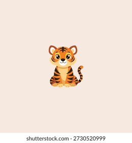 Niedlicher Tiger Symbol flaches Vektordesign.