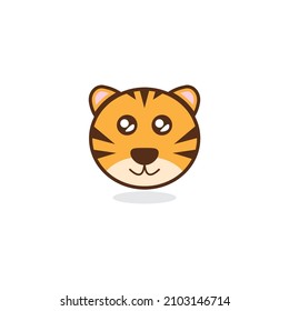 Cute Tiger Icon Isolated On White Background. Sticker. Symbol. Vector